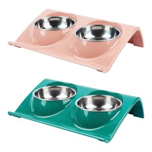 Tilted Raised Double Diner Single Cat Feeder