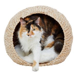 Water Hyacinth Cat Cave Bed Beige