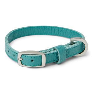 Straight Leather Dog Collar Green