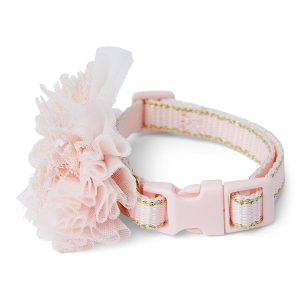Sparkle Edge Bow Dog Collar Pink